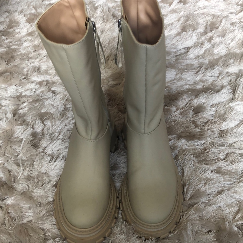 SCHUTZ  Rubberized Leather Boots Here Today Gone Tomorrow